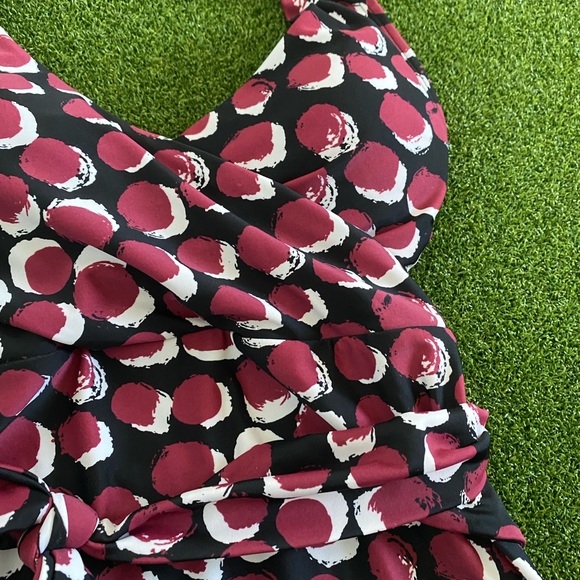 Small Swimsuit Jaclyn Smith Polka Dit Tied Black One Piece Halter - Picture 3 of 6